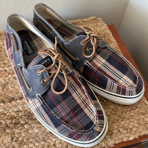 Sperry Shoes Mens Sperry Plaid Canvas Boat Shoe Size 4 Euc Poshmark